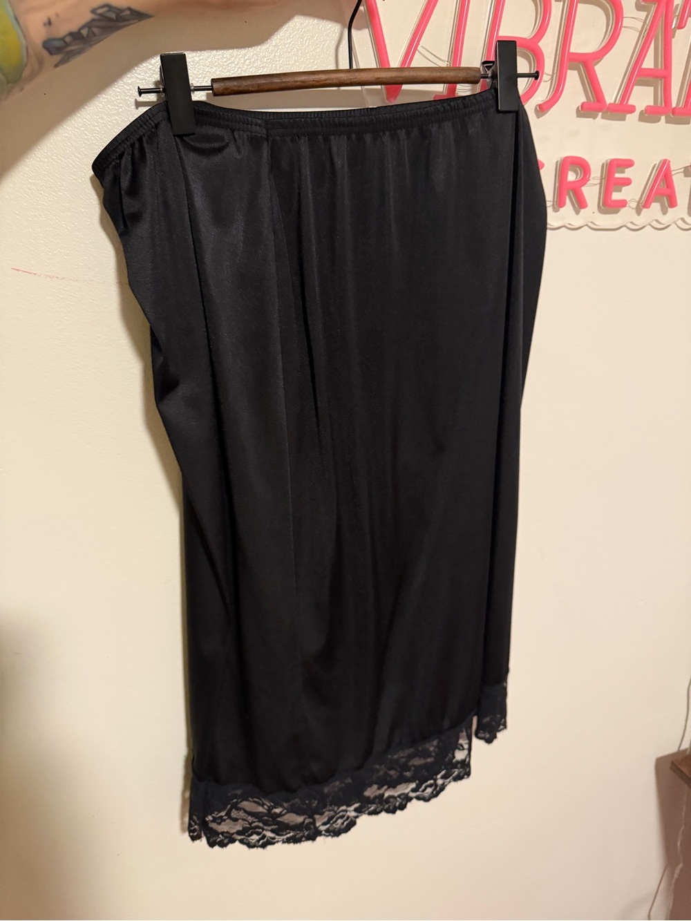 Wilson Black Half Slip with Lace Hem